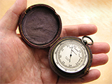 Victorian Dollond pocket barometer in case